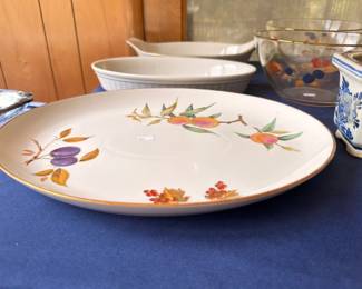 Fruit pattern china platter and serving dishes