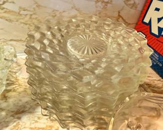 Clear glass serving dishes and snack sets