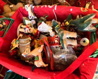 Vintage wooden Christmas ornaments and handmade holiday figurines