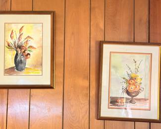 Pair of framed floral still life paintings