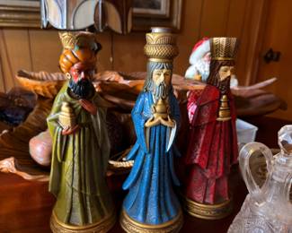 Three Wise Men nativity figurines, Christmas collectibles