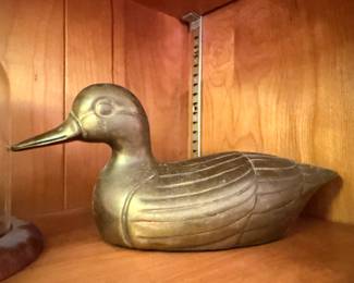 Large brass duck decoy figurine