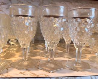Set of cut crystal wine glasses