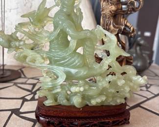 Vintage Carved Jade.  It depicts the goddess of compassion.
