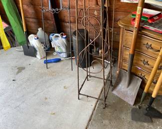 Metal garden art, one of the bedroom set nightstands