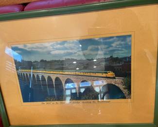 Stone Arch bridge photo color tinted with train 