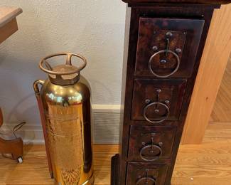 Fire extinguisher, tall tower with drawers