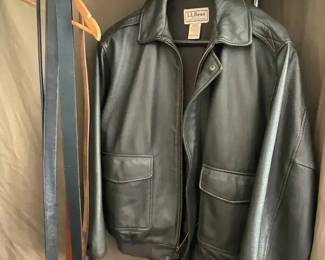 KN223Mens L.L. Bean Goatskin Jacket  Belts