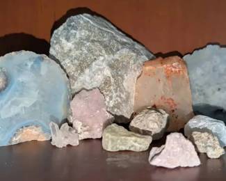 KN225Quartz Rock, Larimar, Quartz Cluster, Aquamarine, Calcite  More