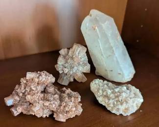 KN142Aragonite Clusters With Large Quartz Crystal 