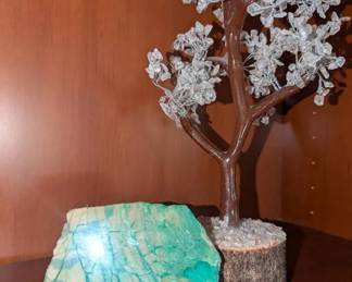 KN122Amazonite  Quartz Crystal Tree