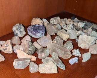 KN262Lepidolite, Amethyst Cluster, Quartz Pyrite  More