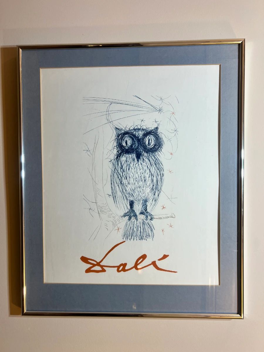 Dali Lithograph: Framed Salvador Dali print, “Blue Owl”