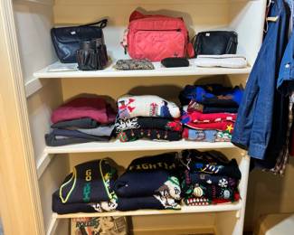 Purses, knitted cardigans, knitted vests, roller skates