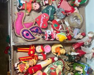 Vintage Christmas: Massive collection of 1950s/60s felt knee-hugger elves, angels, and ornaments