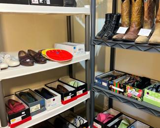 Footwear: Heels, booties - women’s sizes 7.5-8, vintage cowboy boots, golf shoes