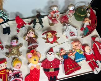 Vintage Christmas: Massive collection of 1950s/60s felt knee-hugger elves, angels, and ornaments