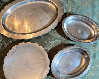 Sterling serving platters and dishes
