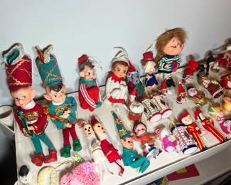 Vintage Christmas: Massive collection of 1950s/60s felt knee-hugger elves, angels, and ornaments