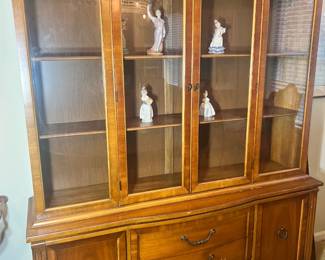 Wood and glass dining hutch