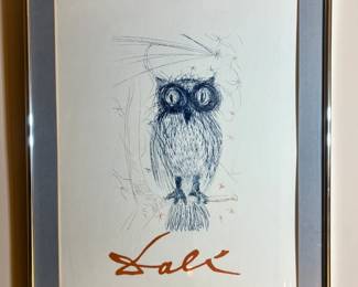 Dali Lithograph: Framed Salvador Dali print, “Blue Owl”