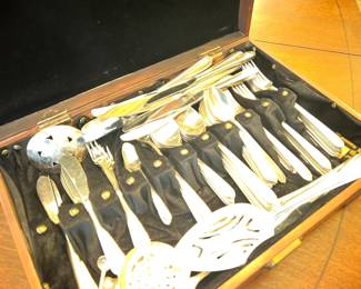 Flatware in wooden box