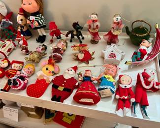 Vintage Christmas: Massive collection of 1950s/60s felt knee-hugger elves, angels, and ornaments