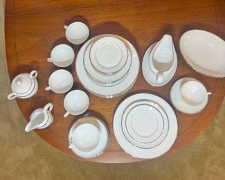 China set, plates, serving dishes, tea set, gravy boat