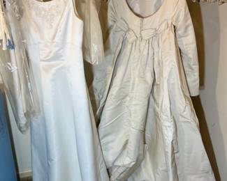 Priscilla of Boston Wedding Dress: Vintage heavy satin gown with bow details (1960s)