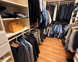 Men’s name brand clothes and custome made suits- most Size Large/ 38x34