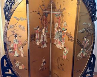 4 Panel Chinese Lacquer Screen