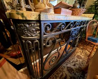 Antique French Wrought iron balistrade with marble top