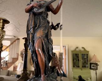 A Pair of French Bronzed Spelter Figural Ornaments, Idylle and Duo
