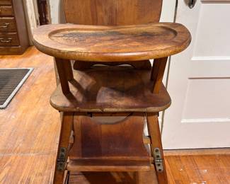 Very old  wooden high chair
