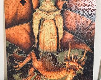 Vintage puzzle on wood