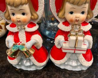 Vintage Christmas porcelain girls 