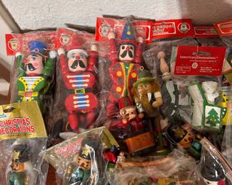 Vintage wooden ornaments in original package 