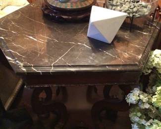 Hexagon marble top table “Century” 35” dia. X 29” H