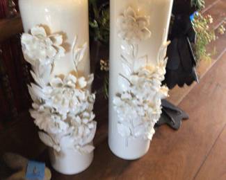 Tall white vases
