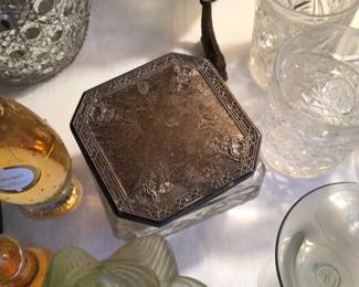 Sterling top dresser jar