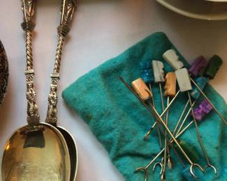 EP figural spoons, olive picks