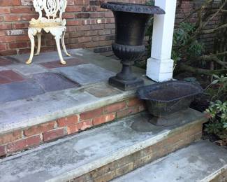 Metal chair, metal urns