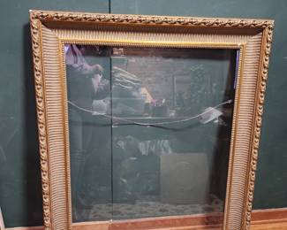 LARGE WOOD ORNATE FRAME WITH GLASS