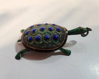 SILVER ENAMEL TURTLE PENDANT