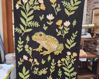 EMBROIDERED FROG RUG/TAPESTRY