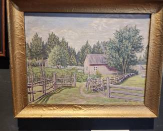 ANTIQUE OIL PAINTING OF SEATTLE HOME