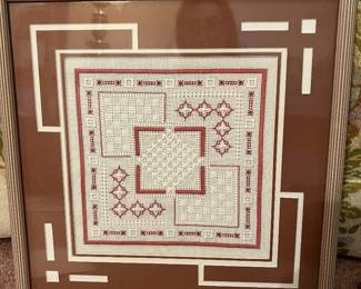 Embroidered by hand, needle work beautifully framed