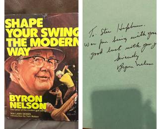 Autographed signature from Byron Nelson inside his book