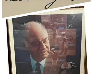 This is a metal framed poster of Ben Hogan