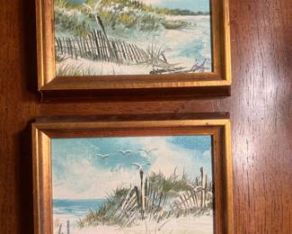 Two hand-painted Seascape pictures framed